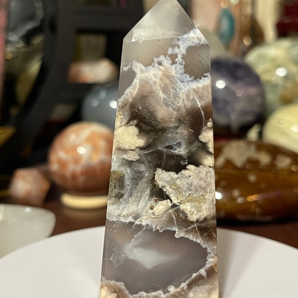Flower Agate Crystal Tower Obelisk - Picture 3 of 5